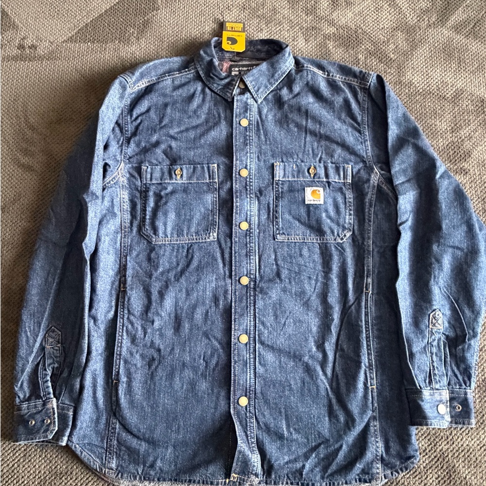 Carhartt Men's Denim Button-Down Fleece Shirt jacket size Medium